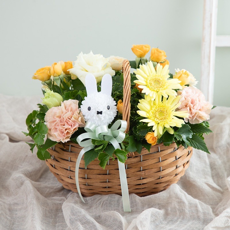 直送商品A】ミニタオル/チャームが選べる フラワーブーケ ピンク