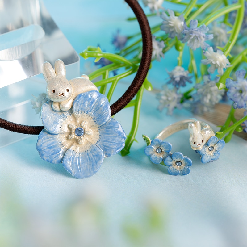 Flower Miffy パルナートポックコラボ ネモフィラとうさぎ ヘアゴム