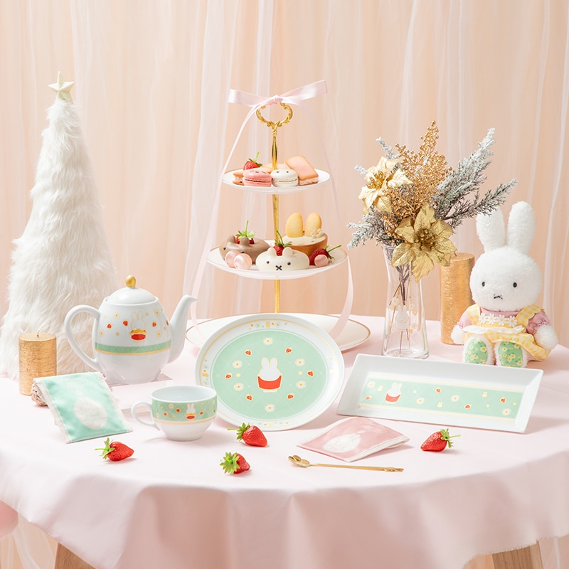 Flower Miffy ラウンドプレート ストロベリーパーティー アート