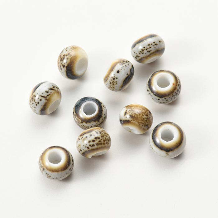 陶器ビーズ/砂目L ホワイト | ・その他のビーズ,陶器ビーズ,ラウンド