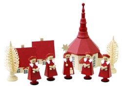 クリスマス ミニチュア 赤い聖歌隊と教会 | 工芸品,クリスマス雑貨