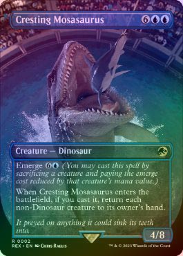 FOIL】【英】高揚するモササウルス/Cresting Mosasaurus[青R]【REX