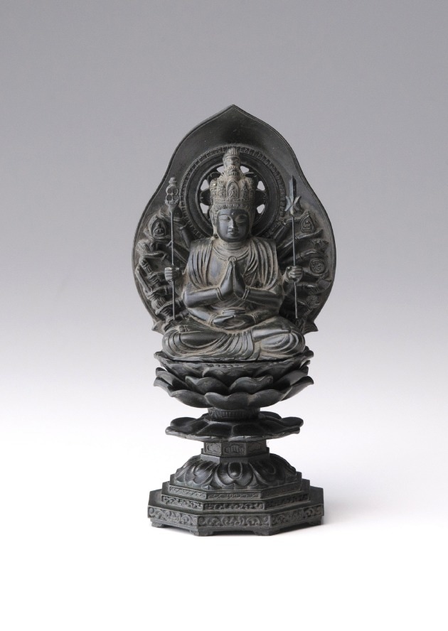 仏像】千手観音 - 合金製 古美青銅仕上げ 総高15.5cm 高岡銅器 | 日本