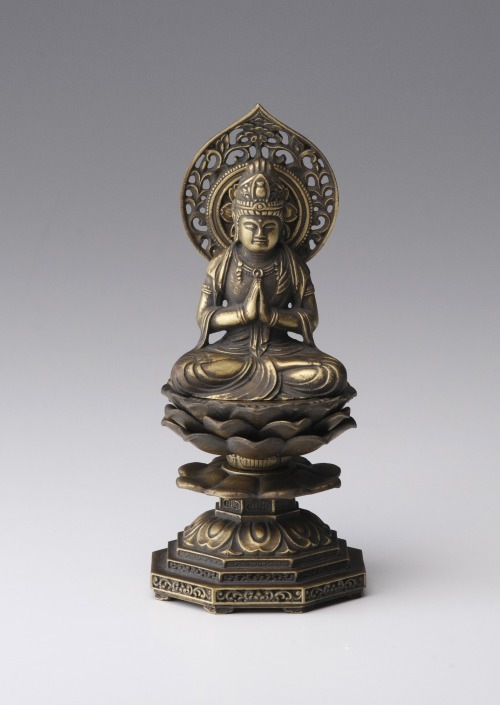 仏像】勢至菩薩 - 合金製 古美金仕上げ 総高15cm 高岡銅器 | 日本の