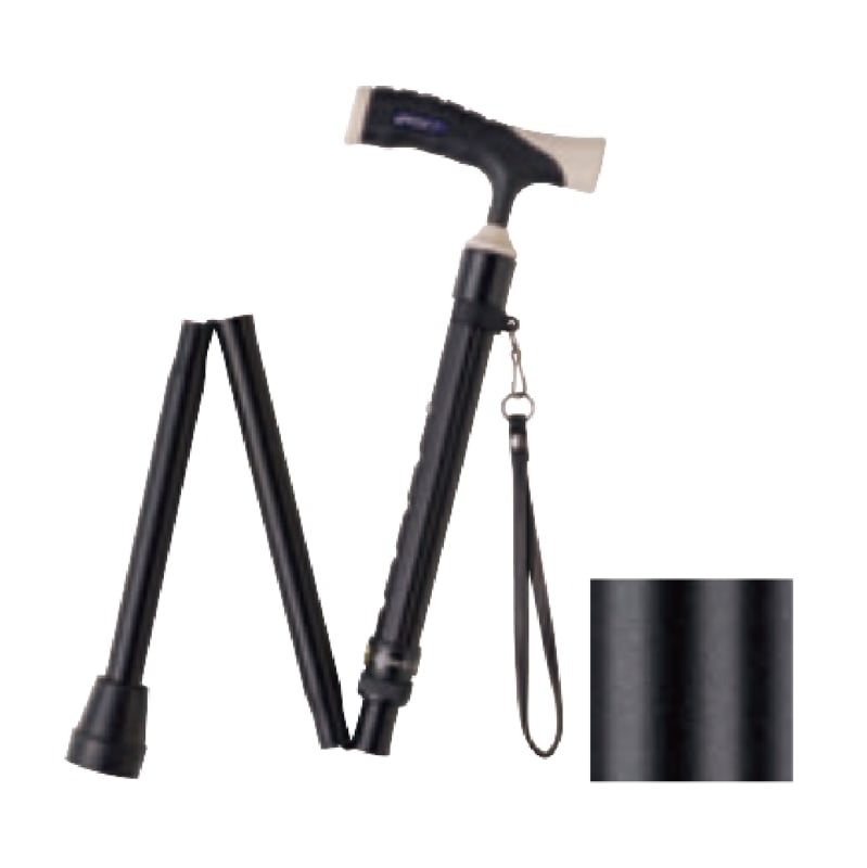 ソフトグリップ伸縮折りたたみアルミ杖 ブラック ｜ 杖・ステッキ