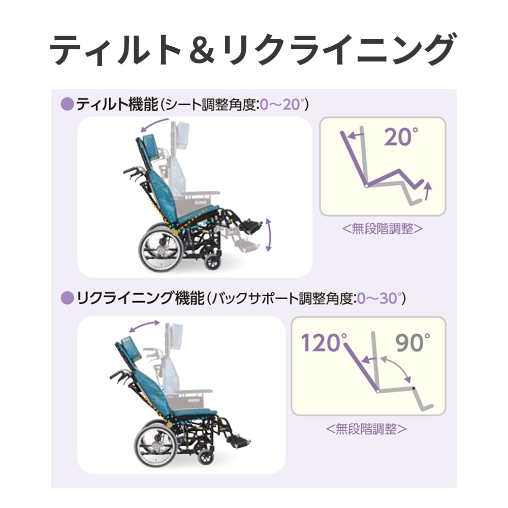 超売れ筋】介助用ティルト＆リクライニング車椅子 KXL16-42 スイング
