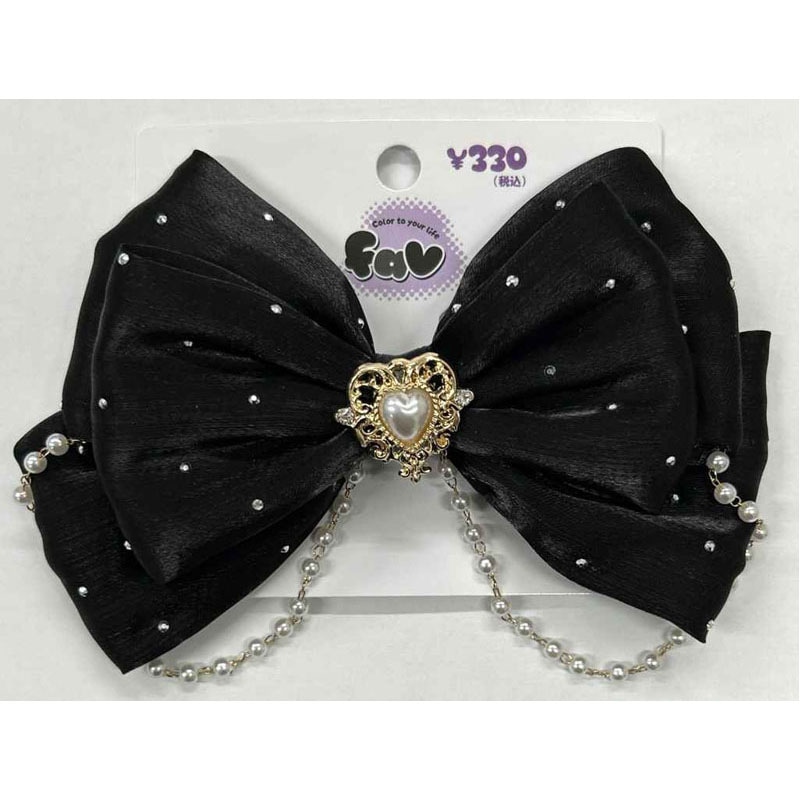 fav チェーン付リボンクリップ 黒【公式】≪1個からお届け≫Can