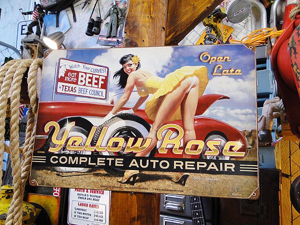 ピンナップガール イエローローズ U.S.ヘヴィースチールサインの通販