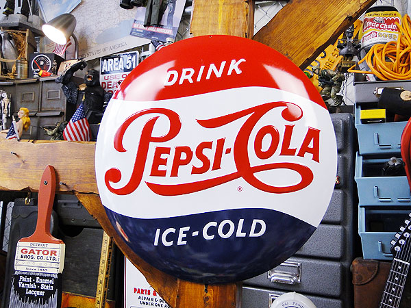 ペプシ エンボス ティンサイン （1950年代ロゴ/ラウンド）の通販・販売