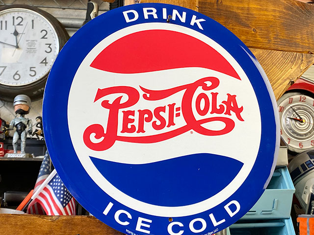 ペプシコーラ ラウンド型 ブリキ看板 （DRINK ICE COLD）の通販・販売