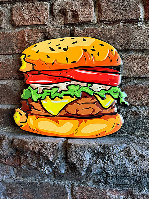 ハンバーガー エンボスティンサイン （ポスタリゼーションタッチ