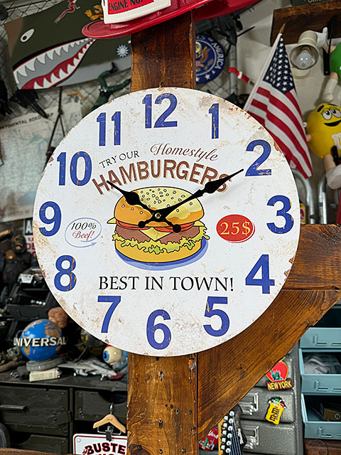 ハンバーガー アンティーク ウォールクロックの通販・販売 | アメリカ