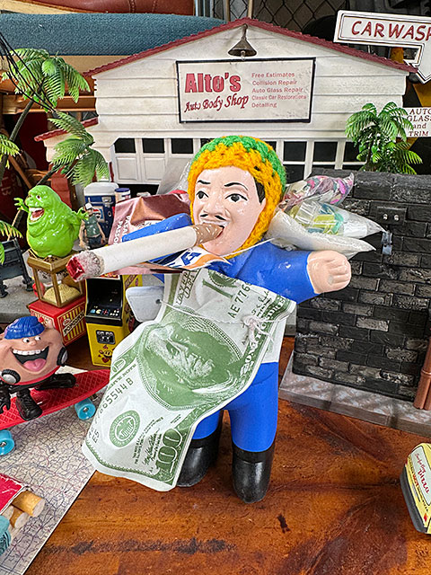 タバコ好きな福の神 願い事が叶う エケコ人形 （ブルー） ペルー産