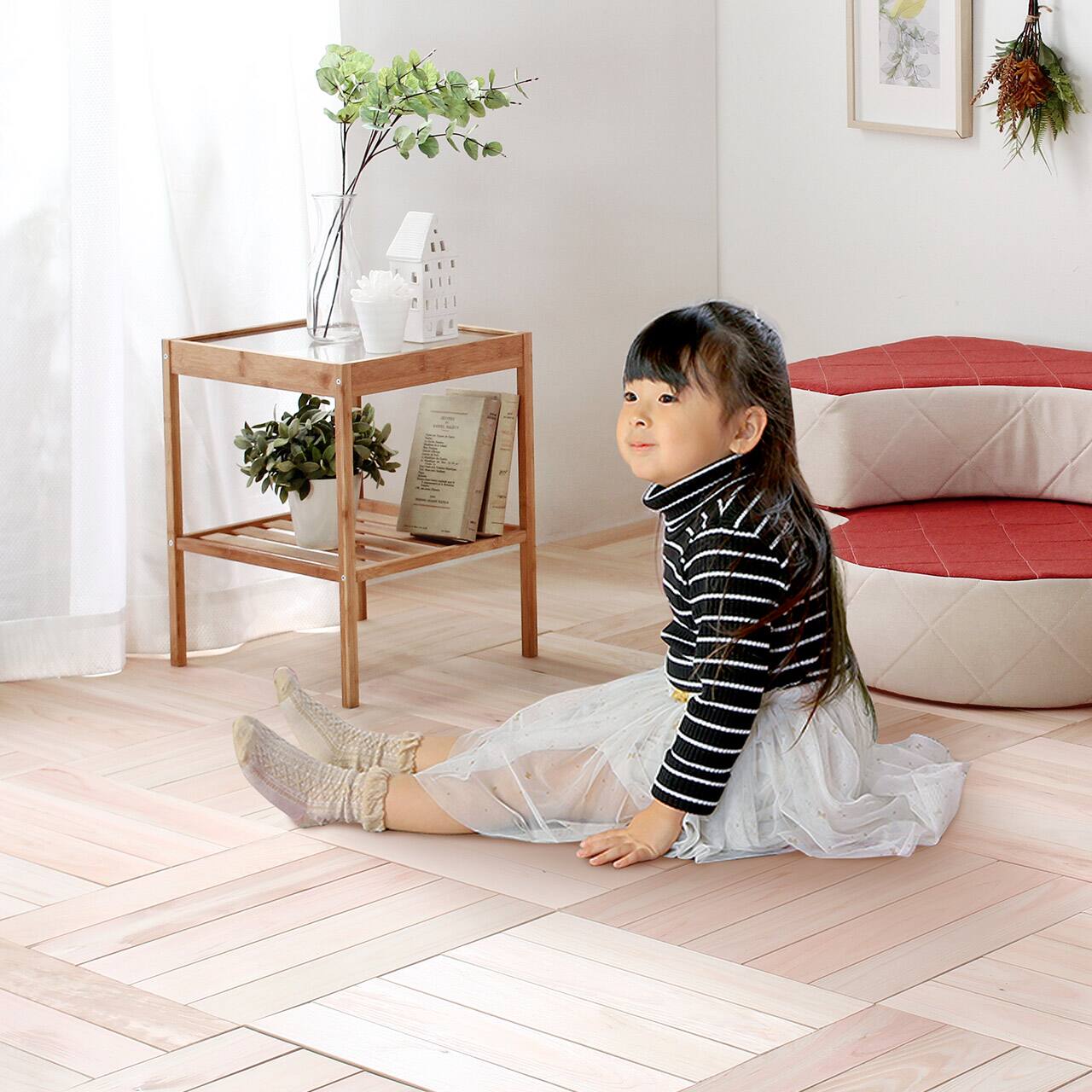 節無し/2畳用（1ケース）】床DIYフローリング、敷くだけ簡単!ひのき