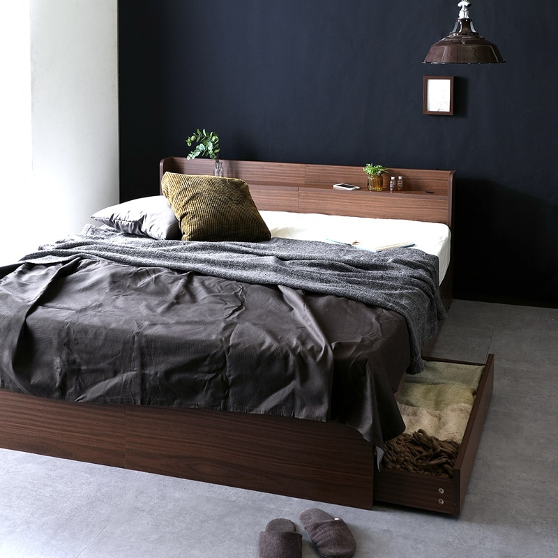 ダブル】ヘッドボード付き 引出し収納ベッド/エミー【EMMY】｜ベッド