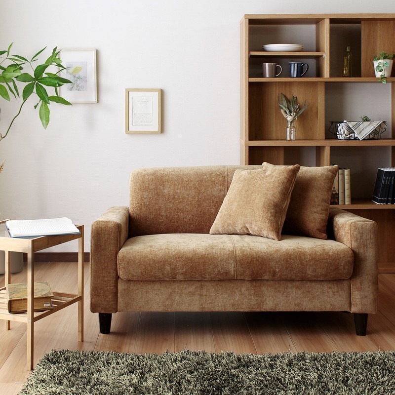 ソファセット【2人掛け + 天然木とラタンのサイドテーブル】テーブル