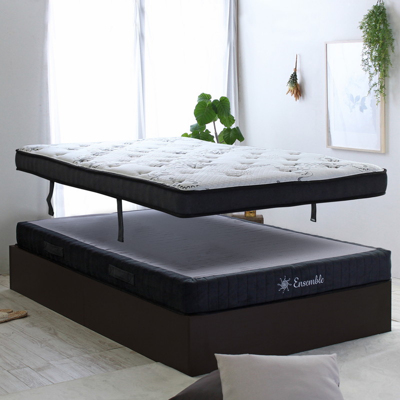 クイーン】【寝心地重視】2層ポケットコイルマットレス アンサンブル