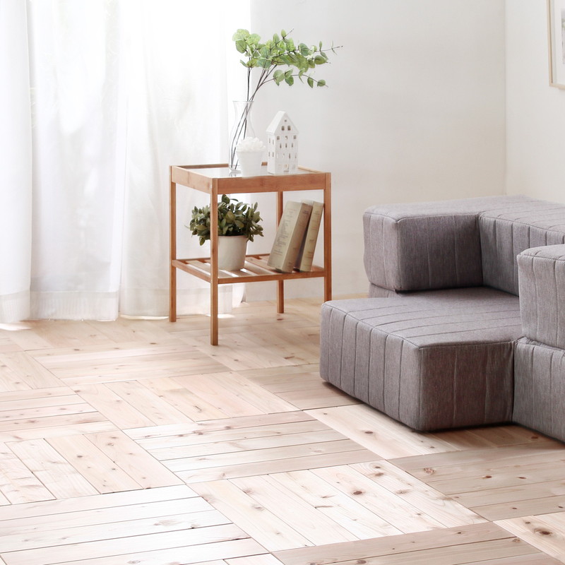 節あり/6畳用（3ケース）】床DIYフローリング、敷くだけ簡単!ひのき