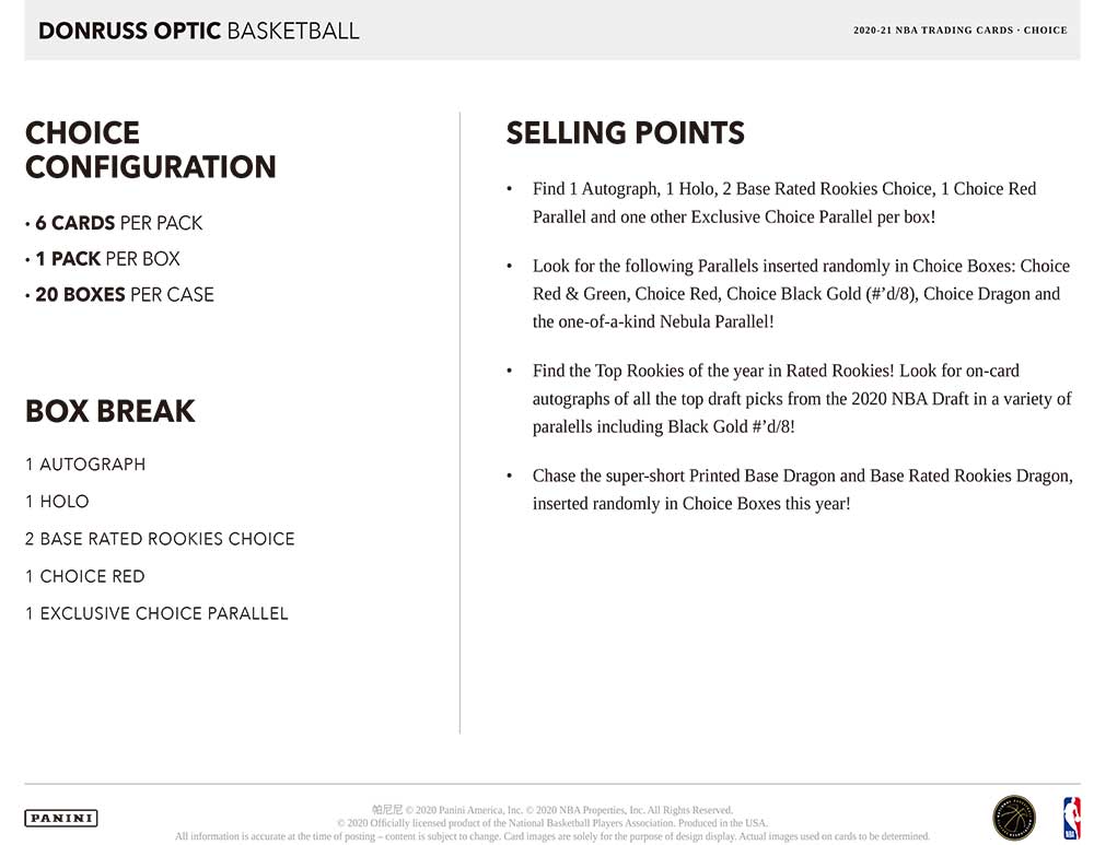 NBA 2020-21 Panini Donruss Optic Basketball Choice 9/29入荷