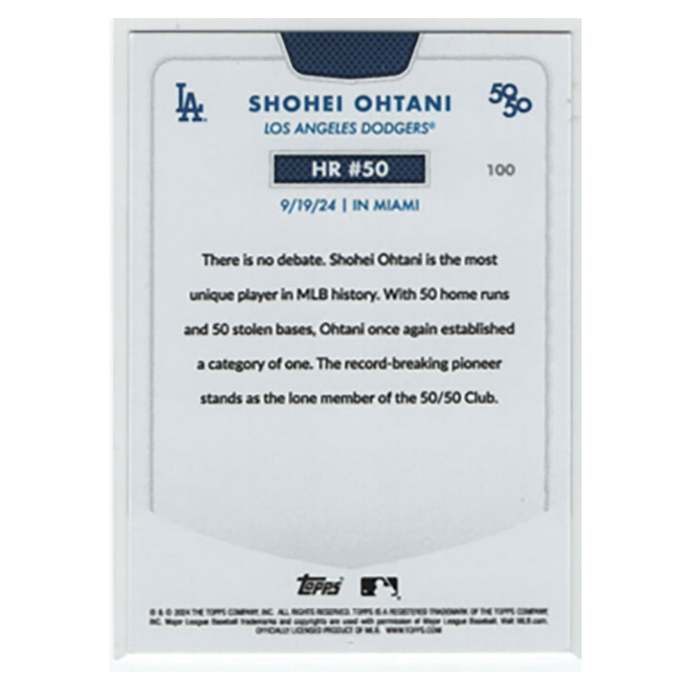 大谷翔平【2024 Topps 50/50】HR#50 Variation #100 ｜カード