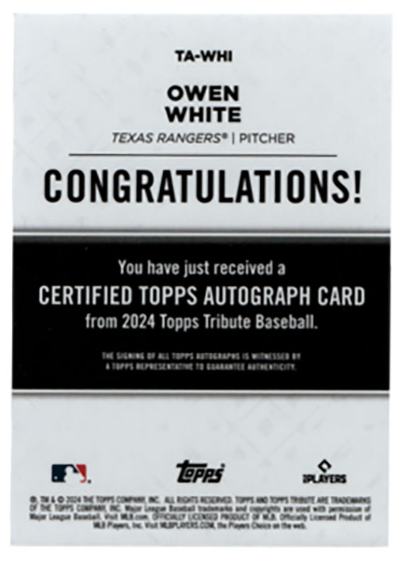 オーウェン・ホワイト/Owen White 2024 Topps Tribute auto 013/199