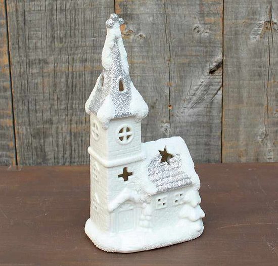 PORCELAIN キャンドルホルダー チャーチ（教会）】＋【電池で光る