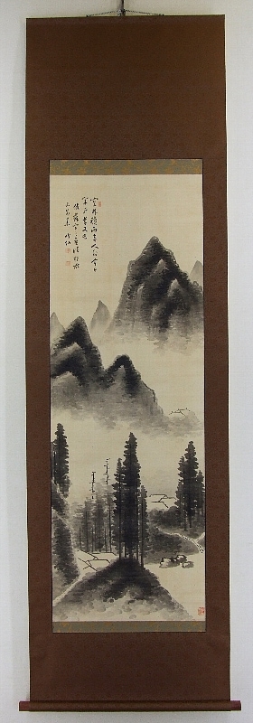 ｲ-0003 井内 竹仙 《山村風景画》 | 掛軸 【阿波の作家】,あ行