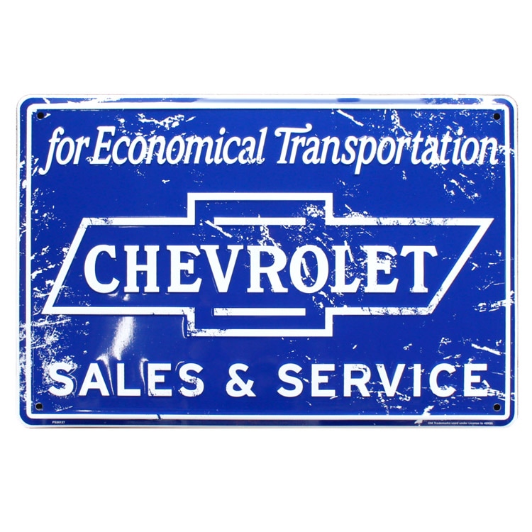 看板 メタルサイン「CHEVROLET SALES & SERVICE」（シボレー 販売と