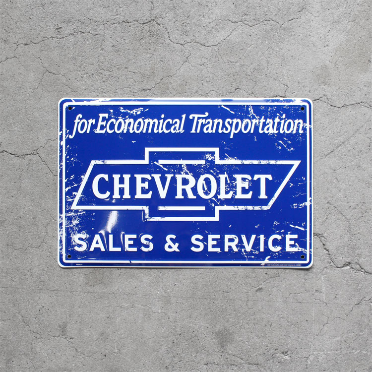 看板 メタルサイン「CHEVROLET SALES & SERVICE」（シボレー 販売と