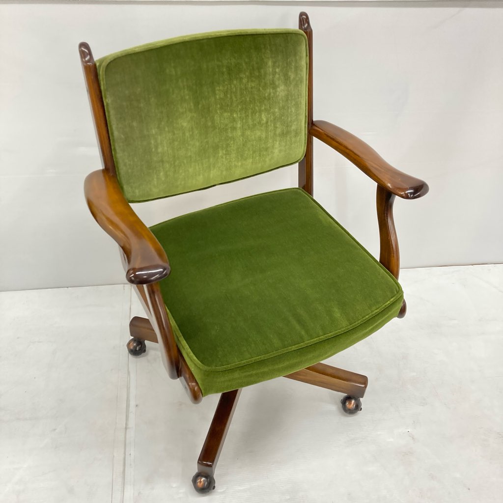 中古 karimoku カリモク コロニアル デスクチェア モケットグリーン