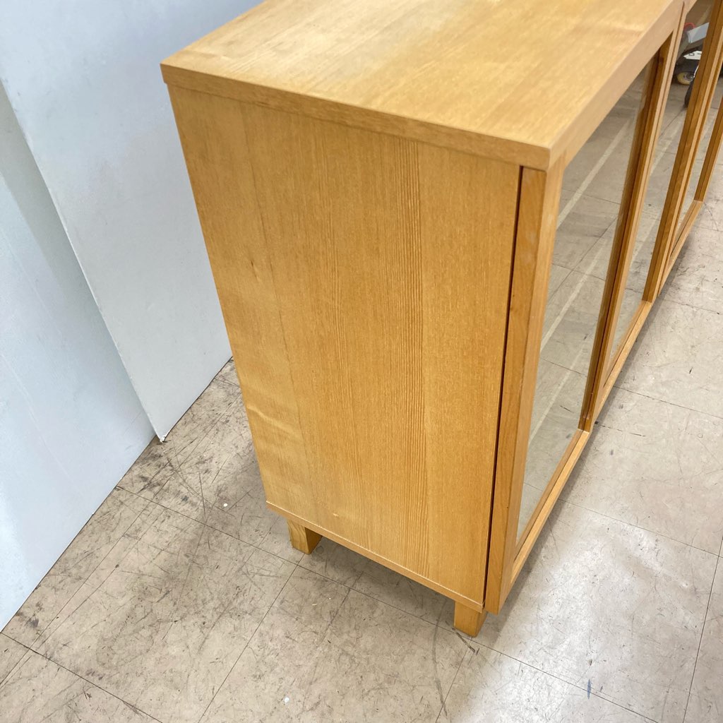中古 人気 無印良品 オーク材キャビネット大 ガラス扉 W120×D40×H83