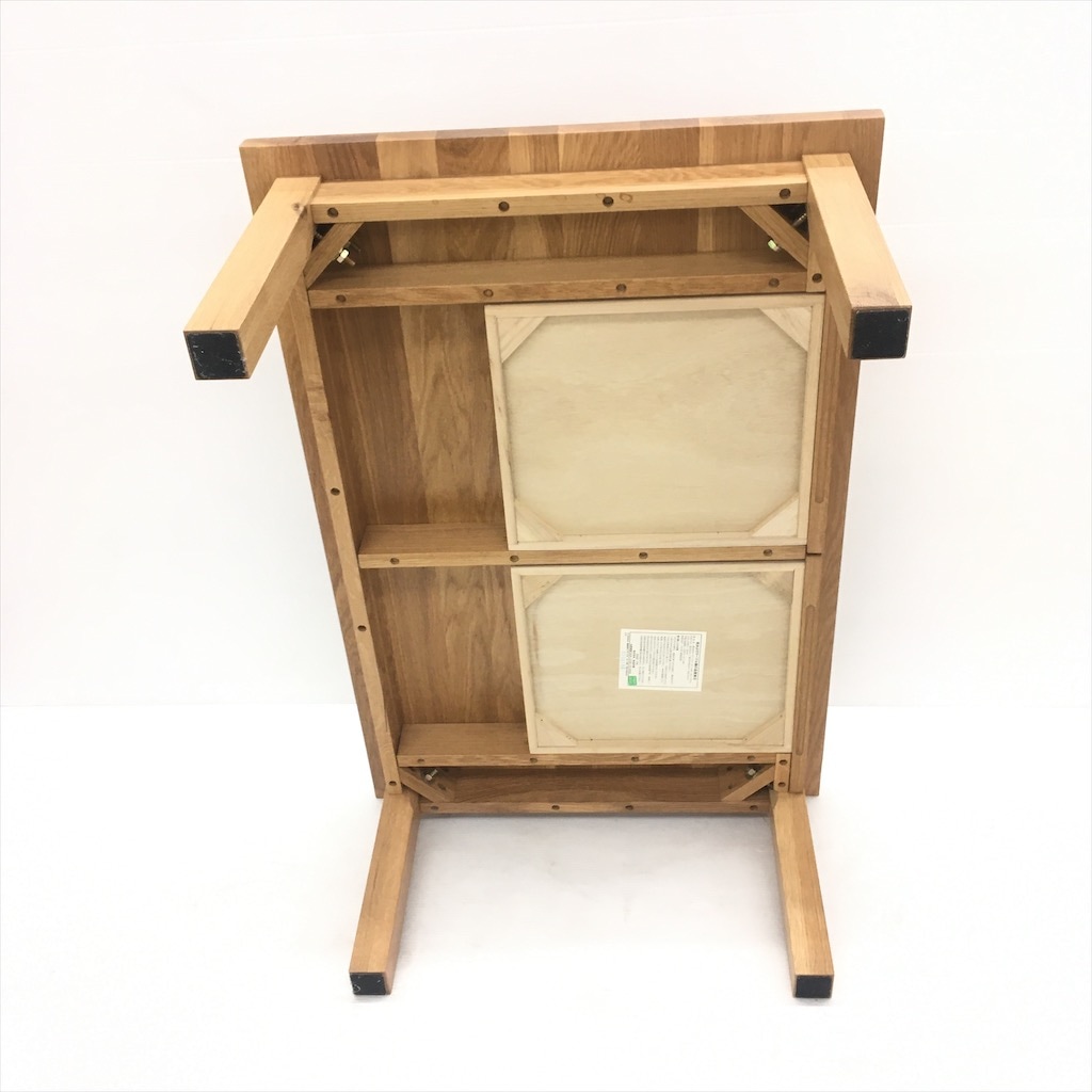 中古 人気 無印良品 無垢材ローテーブル オーク材 引き出し付き 90×60×35
