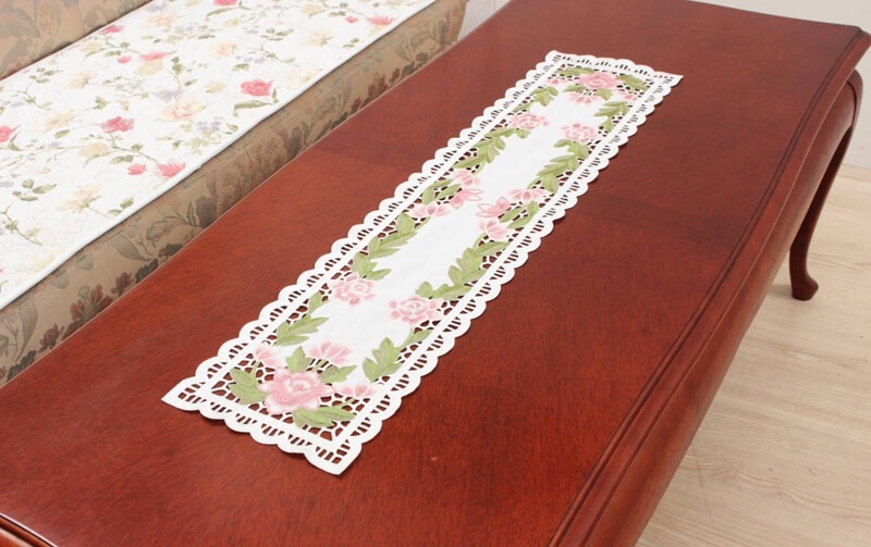 高密度カラー刺繍 テーブルセンター 約20×80cm [Almente]｜インテリア