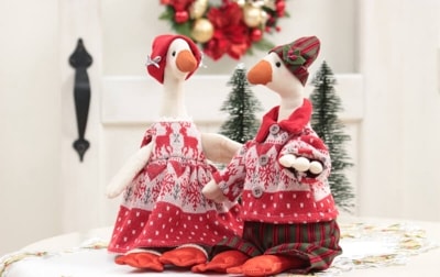 Xmas ゴールドベル 刺繍 テーブルクロス 約85×85cm｜インテリアレース