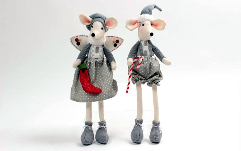 Xmas ドール ネズミM 高さ約42.5cm｜インテリアレース・テーブル