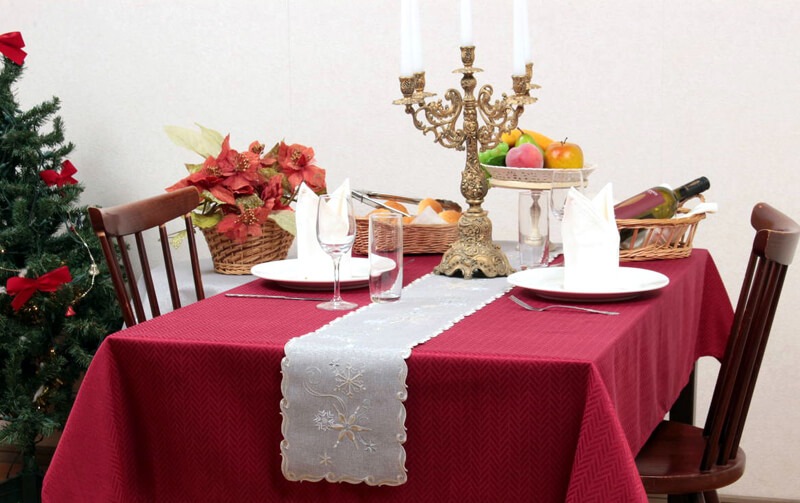 Xmas ディライト 刺繍 テーブルランナー 約20×160cm｜インテリアレース