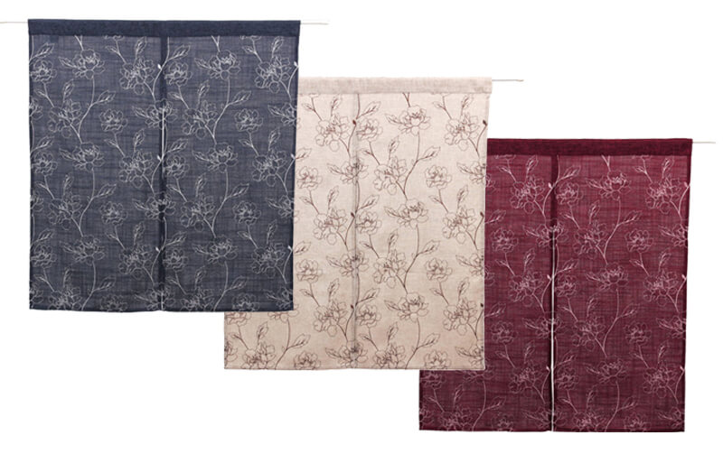 花柄刺繍 のれん 約85×90cm｜インテリアレース・テーブルクロス