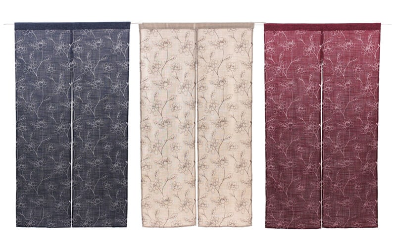 花柄刺繍 のれん 約85×150cm｜インテリアレース・テーブルクロス