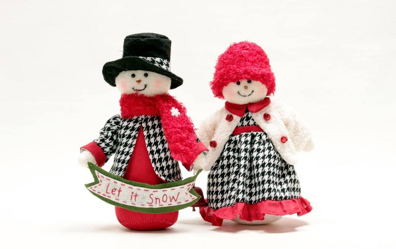 Xmasドール 千鳥柄 スノーマンM 全長約20cm｜インテリアレース