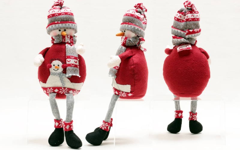 Xmasドール 足ぶらスノーマンとサンタ｜インテリアレース・テーブル