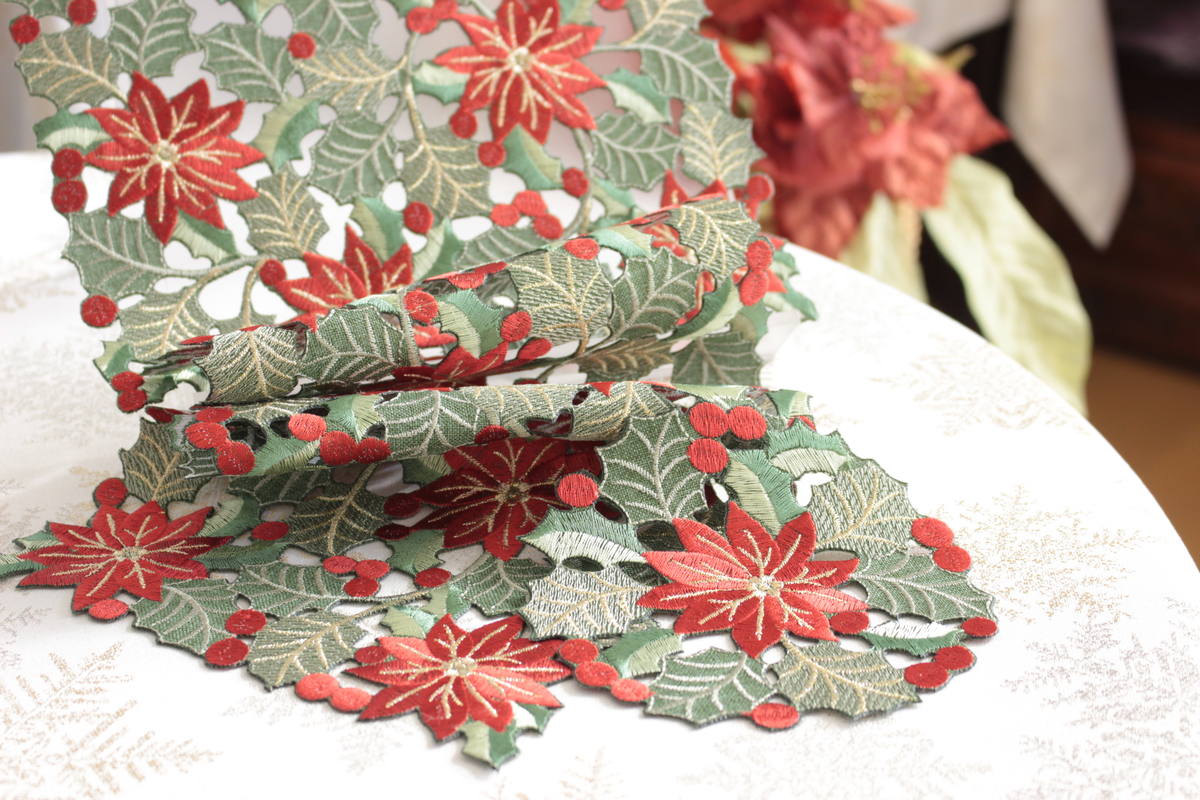 Noche Buena 刺繍 テーブルクロス 約85×85cm｜インテリアレース