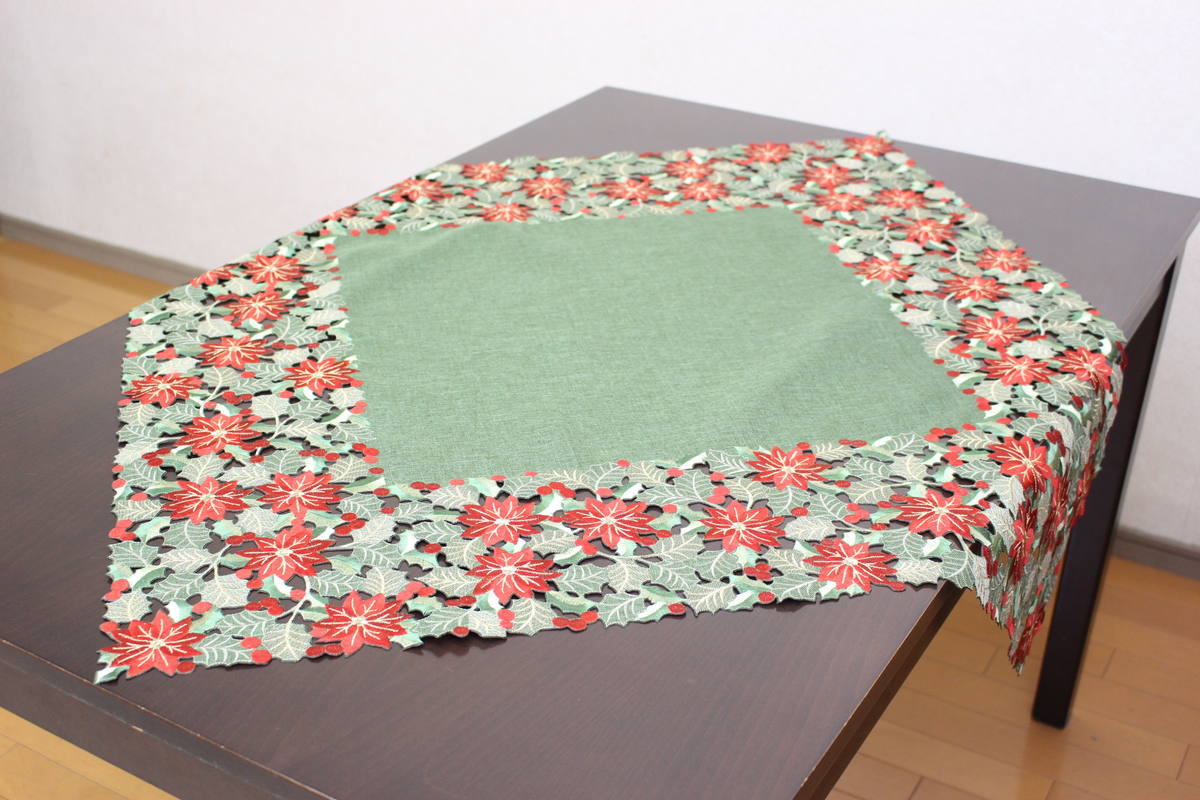 Noche Buena 刺繍 テーブルクロス 約85×85cm｜インテリアレース