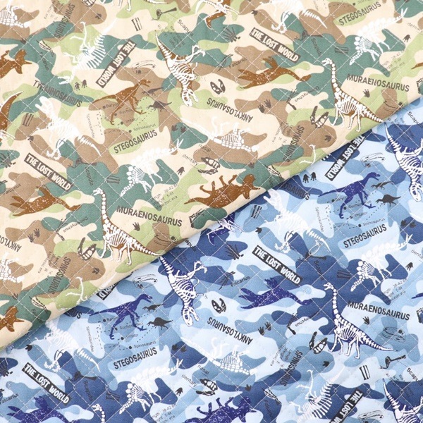 生地 オックスプリント 【キルト】 2024 入園入学 迷彩×恐竜柄 DR2309Q
