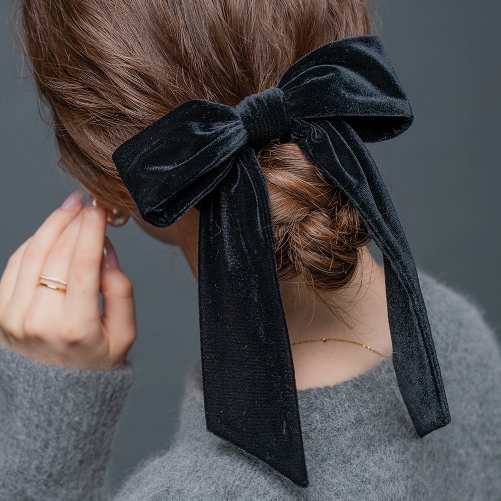 ゆうパケット】 シュシュ ヘアゴム ヘアアクセサリー ベロア リボン