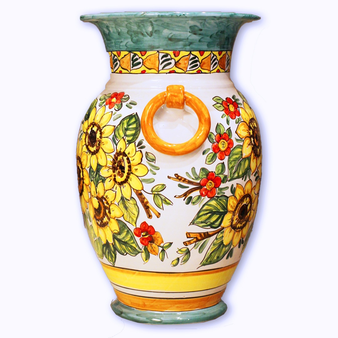 AVA424 植木鉢 壺型 ひまわり | 南イタリア陶器＜植木鉢