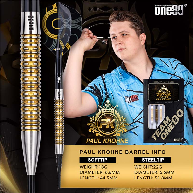 One80 Paul Krohne 2BA 18g ポール・クローネ選手モデル ダーツ > ソフトダーツ > ブランド【ワ行】 > ワンエイティ