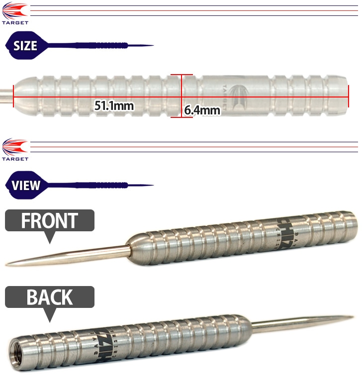 ターゲット　デイブチズネル　22g ダーツバレル【ターゲット】デイブチズネル プレーン スティール 22g