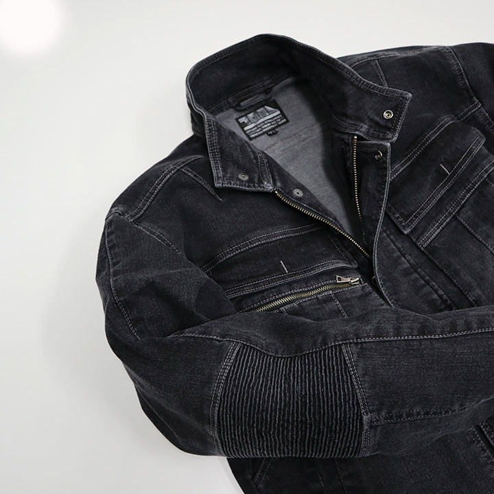 寅壱 ストレッチデニム ライダースジャケット 蛇腹 ブルゾン 8930-554