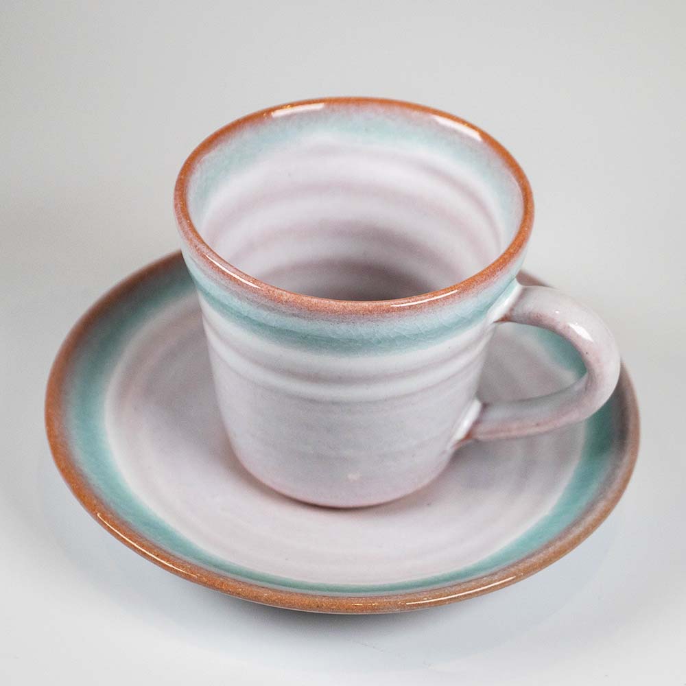 萩焼・コーヒーカップ＆ソーサー（ブルー×ホワイト） | 工芸品,萩焼