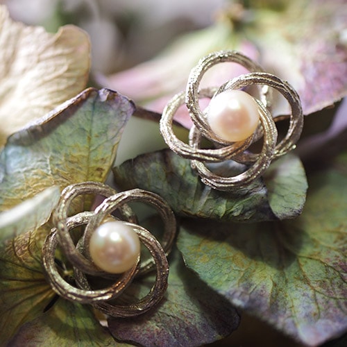 18金 ホワイトゴールド パール ピアス（フランス アンティークジュエリー）